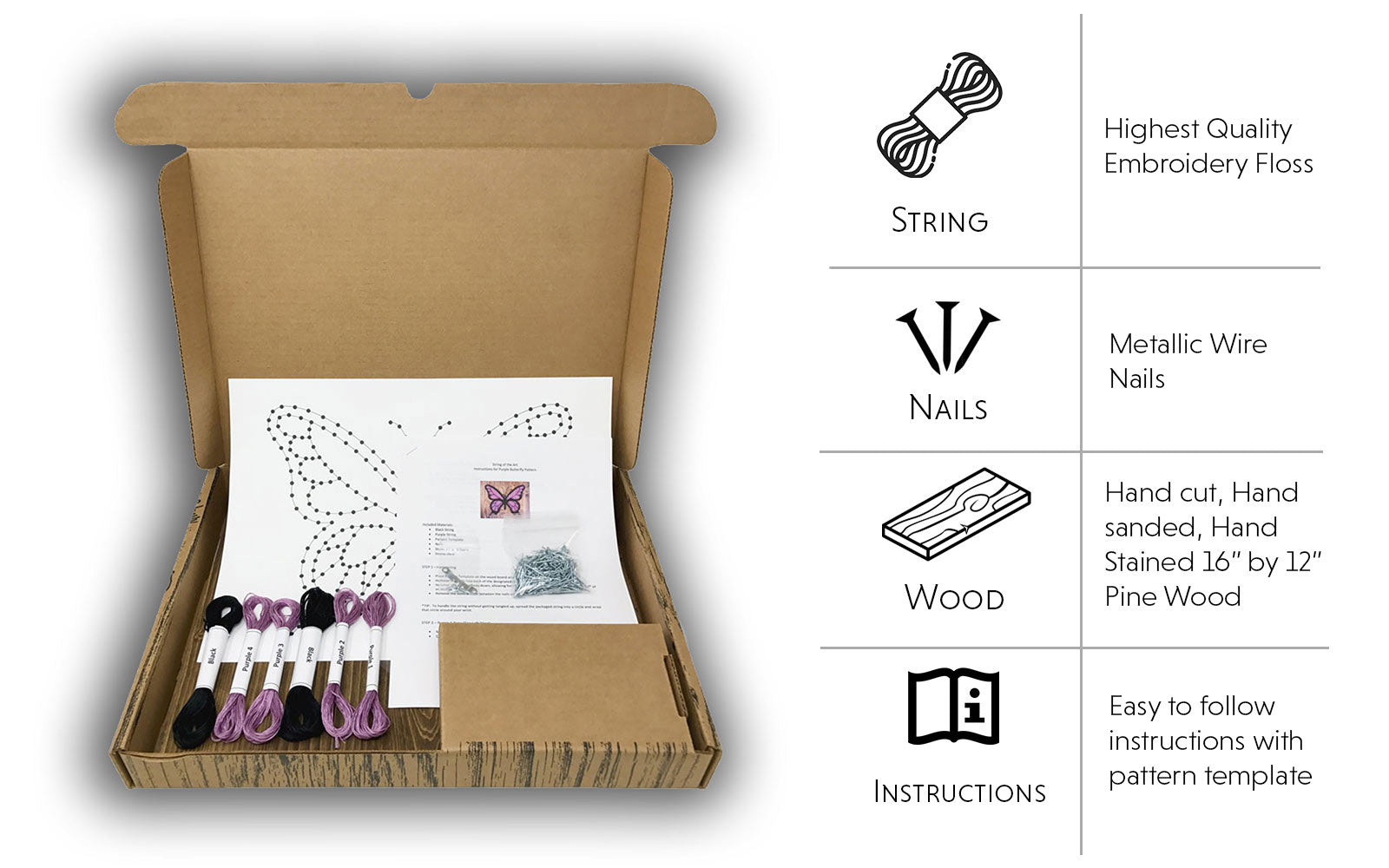 Purple Butterfly String Art Kit, String Art Kit